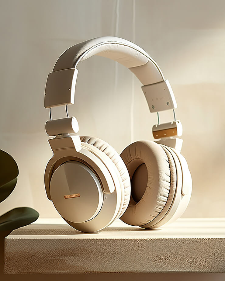 Premium wireless headphones in editorial style